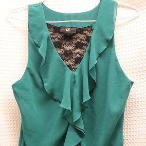 Teal with Black Lace Tank Top #039